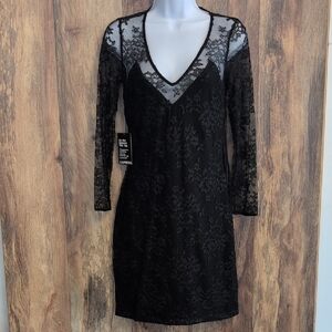 Express Elegant NWT Black Lace V-Neck Formal Dress 4           -149JH